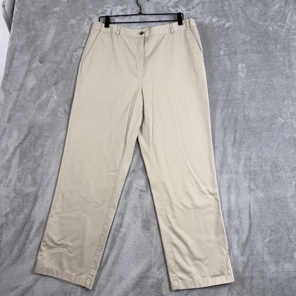 L.L. Bean Pants - LL Bean Pants Women 14 Beige Khaki Original Fit Tapered Pleated Career Casual